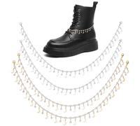 Hobbspring 4Pcs Bling Jewelry Shoe Chain Charms 2 Colors 43cm Luxury Tassel Bling Shoe Chains Moon Pendants Brass Shoe Chain for Sandals Cavernous Shoes Decoration Accessories
