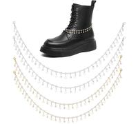 Hobbspring 4Pcs Bling Jewelry Shoe Chain Charms 2 Colors Luxury Tassel Bling Shoe Chains 43cm Trendy Hip Hop Star Studded DIY Shoe Accessory for Sandals Cavernous Shoes Decoration