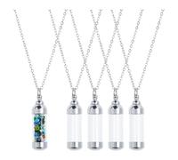 Hobbspring 4Pcs Glass Vial Necklace Pendant Tube Urn Keepsake Necklace Glass Tube Container Necklaces Hollow Glass Bottle Charms with Screw Cap for DIY Pendants Craft Jewelry Making