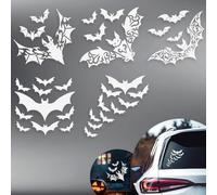 Hobbspring 5 Styles Bat Car Stickers Reflective Animals Decals Gothic Vivid Flying Bat Plastic Decoration Waterproof Decals for Halloween Auto Cars Truck Walls Laptop