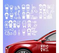 Hobbspring 5 Styles Family Car Stickers 15.5x14.8cm White Line Family Vinyl Decals Stick Figure Family Mini Decor Decals for Auto Cars Trucks Vans Walls Laptop