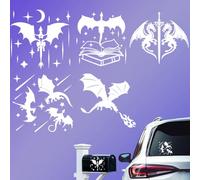 Hobbspring 5 Styles Flame Dragon Car Stickers Reflective Star Moon Decals Vivid Flying Dragon Sword Plastic Decoration Decals for Divination Auto Cars Truck Walls Laptop
