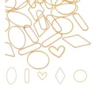 Hobbspring 50Pcs 5 Styles Real 18K Gold Plated Linking Rings Round Oval Heart Rhombus Ring Charms Brass Jewelry Connector Charms for Necklaces Bracelets Jewelry Dangle Earring Making