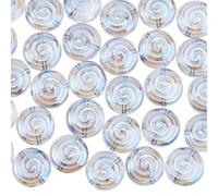 Hobbspring 50Pcs Blue Flat Round Stripe Glass Beads Vortex Spacer Beads Sea Snail Beads Bulk Czech Snail Shell Beads Transparent Millefiori Beads for Necklace Jewelry Making DIY