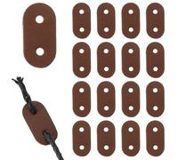 Hobbspring 50pcs Cord Locks Oval PU Leather Toggle Stopper Double Hole Drawstring End Adjuster Fastener for Casual Jacket Hoodie Pants Sweatpants Coats Waist Outwear Backpack