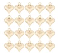 Hobbspring 50Pcs Heart Charms Real 18K Gold Plated Love Charms 8x6mm Brass Heart Pendant 3D Love Dangle Pendant for Valentine's Gifts DIY Jewelry Bracelets Necklaces Earrings Making