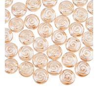 Hobbspring 50Pcs Wheat Flat Round Stripe Glass Beads Vortex Spacer Beads Sea Snail Beads Bulk Czech Snail Shell Beads Transparent Millefiori Beads for Necklace Bracelet Jewelry Making DIY
