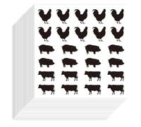 Hobbspring 520Pcs Farm Animals Stickers 90x90mm Self-Adhesive Paper Decorative Stickers Pig Cow Chicken Silhouette Decals for Scrapbook Calendar Journals Party Gift Bag Decor