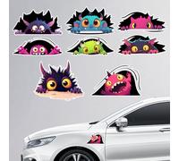 Hobbspring 5Pcs Monster Car Stickers 14.8x15.5cm Funny Peeking Monster Vinyl Car Decals Cute Large Eye Monsters Plastic Vehicle Decoration Decal for Auto Window and Body Cling
