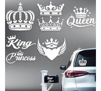 Hobbspring 5Pcs Vinyl Car Stickers Premium Reflective Crown Print Stickers Waterproof Crown & Tiara Plastic Auto Decals for Vehicle Decoration Princess/King/Queen Royal Design Durable