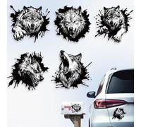 Hobbspring 5Pcs Wolf Car Stickers Wild Wolf Vinyl Car Decals Fierce Animal Plastic Vehicle Decoration Decal for Auto Window and Body Cling 15.5cm(6.10inch) x14.8cm(5.83inch)