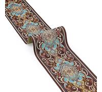 Hobbspring 6.25Yard Boho Jacquard Polyester Ribbon Wide Vintage Blue Flower Fabric Ribbon Trim Embroidered Floral Sewing Trim Apparel Accessories for Women Clothes Dress Decorations Crafts