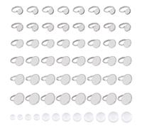 Hobbspring 60pcs Adjustable Blank Rings 6 Sizes Stainless Steel Pad Ring Base Flat Round Ring Settings Cabochon Ring Blanks Ring Bezel Trays with Glass Cabochons for Jewelry Ring Making