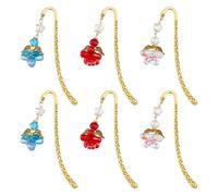 Hobbspring 6Pcs Hook Bookmarks 3 Colors Vintage Metal Bookmarks with Flower Fairy Pendants Antique Golden Carved Book Mark for Teachers Students Bookworm Gifts School Supplies