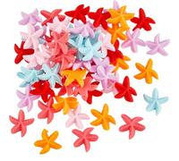 Hobbspring 72 Pcs Mini Resin Starfish Charms 6 Colors Animals Opaque Flat Back Resin Beads Colorful Tiny Starfish Beads 21.5x19.5mm Flatback for Jewelry Making DIY Craft Ocean Decor