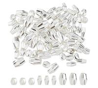 Hobbspring 75Pcs Bicone Spacer Beads 3 Styles 925 Sterling Silver Plated Spacer Beads Smooth Bicone Faceted Brass Loose Bead for Jewelry Necklace Bracelets Earrings Making