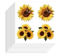Hobbspring 80Pcs Sunflower Stickers Aesthetic Flowers Diary Journal Paper Stickers 2 Different Patterns Self Adhesive Paper Decals for Scrapbooking Water Bottle Phone Refrigerator