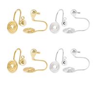 Hobbspring 8Pcs 2 Colors Pressure Earrings for Keloids Brass Spiral Non-Pierced Earrings Compression Clip On Earrings Adjustable Keloid Earrings with Hoop for Women Men Ladies