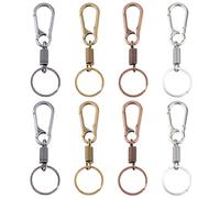 Hobbspring 8Pcs 4 Colors Keychain Clips with Rings Alloy Carabiner Keychain Key Chain Ring Holder Organizer Keyring Carabiner Clip Key Hook for Home Car Keys Key Finder Women Men