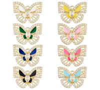 Hobbspring 8Pcs Butterfly Cubic Zirconia Charms Random Color 18K Gold Plated Dangle Butterfly Charms Brass Micro Pave Enamel Insect Charm with Jump Rings for Jewelry Necklace Making DIY Crafts