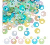 Hobbspring 90g 2 Sizes Flat Round Loose Sequins 4-10mm Loose Glitter Foil Sequins Colorful PVC Iridescent Applique Embroidery Craft Sequin for Sewing Craft DIY Embroidery Ornaments Supplies