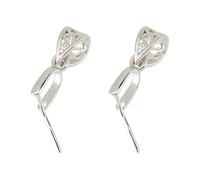 Hobbspring 925 Sterling Silver Pinch Bail 2 Pcs Hollow Platinum Pendant Clasps 13.5mm Length Connector Pinch for Jewelry Making DIY Necklace Charms Clip Connector Clasp with 3.5x4.5mm Hole