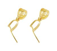 Hobbspring 925 Sterling Silver Pinch Bail 2 Pcs Real 18K Gold Plated Pendant Clasps 13.5mm Length Gold Hollow Pinch Bail for Jewelry Making DIY Necklace Charms Clip Connector with 3.5x4.5mm Hole