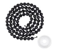 Hobbspring 94Pcs Faceted Gemstone Beads Natural Black Tourmaline Bead Strands 4mm Stone Spacer Beads Round Bead Strand with Elastic Crystal String for Bracelet Necklace Earring Jewelry Making