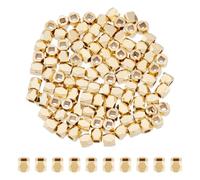 Hobbspring About 100Pcs Real 24K Gold Plated Spacer Beads 2mm Faceted Spacer Beads Tiny Brass Bead Cube Metal Beads Small Hole Loose Beads for Ring Necklace Earring Bracelets Making
