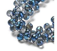 Hobbspring About 108Pcs Electroplated Glass Beads 5x6mm Transparent Glass Beads Bulk Crystal Teardrop Beads Sparkle Beads Faceted Loose Spacer Beads for Bracelet Necklace Jewelry Making