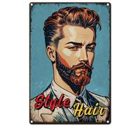 Hobbspring Barber Vintage Metal Tin Signs 20x30cm Retro Men's Hairstyle Sign Salon Wall Decor Personalized Hairstylist Gift for Hair Stylist Barbershop Home Wall Decoration