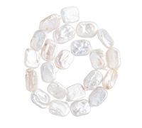 Hobbspring Baroque Pearl Beads Natural Irregular Cultured Freshwater Pearl Loose Bead Flat Rectangle Beads for Earrings Necklaces Bracelets Jewelry Making(18-20Pcs/Strand)