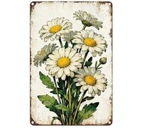 Hobbspring Beautiful Daisy Tin Sign Decor Realistic Plants Metal Sign 20x30cm Iron Water Proof Wall Art Decoration for Garden Farmhouse Living Room Outdoor Clubs