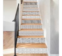 Hobbspring Bohemian Style Staircase Stickers 15Pcs Rectangle Smooth Mixed Patterns Stair Riser Decals 39.37x7.09In Water Proof PVC Plastic Staircase Decor for Steps Bathroom Kitchen Home Wall Decor