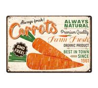 Hobbspring Carrot Vintage Metal Tin Sign 20x30cm Retro Iron Vegetable Sign Rusty Look Fresh Carrot Poster for Farmhouse Country Market Kitchen Bar Fruit Vendor Home Decor
