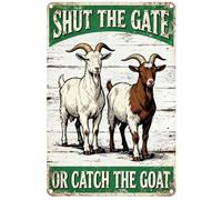 Hobbspring Cute Goats Tin Sign Decor SHUT THE GATE Funny Animal Metal Signs 20x30cm Iron Water Proof Wall Art Decoration for Farm Garden Living Room Clubs Bars