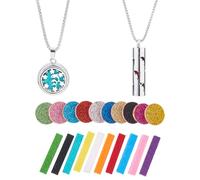 Hobbspring Dolphin Aromatherapy Essential Oil Diffuser Necklace 2 Styles Diffuser Stainless Steel Oil Pendant with 20Pcs Felt Pads Aromatherapy Bottle Locket Necklaces Gift for Woman Men