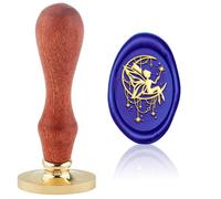 Hobbspring Flying Fairy Wax Seal Stamp Replaceable Envelopes DIY Seal Stamp Moon Fairy Oval Brass Head Wooden Handle for Valentine's Day Birthday Wedding Invitation Card Decor Back to School