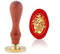 Hobbspring Heart Wax Seal Stamp Replaceable Envelopes DIY Seal Stamp Vintag Rose Moth Oval Brass Head Wooden Handle for Gift Wrap Birthday Party Invitation Card Wine Packages Back to School