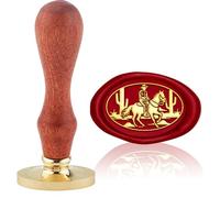 Hobbspring Horse Riding Wax Seal Stamp Replaceable Envelopes DIY Seal Stamp Vintag west cowboy Oval Brass Head Wooden Handle for Divination Gift Birthday Invitation Card Wine Packages Back to School