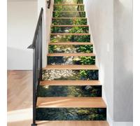 Hobbspring Jungle Stream 15Pcs Stair Riser Decals for Garden Kitchen Vibrant Green Detachable DIY Stair Peel and Stick Decal Bright Color PVC Water Proof Tile Stickers 39.37x7.09In