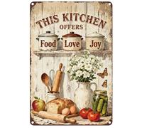 Hobbspring Kitchen Restaurants Wall Decorative Hanging Painting Delicious Tomatoes Bread Egg Tin Sign Poster 12 * 8in Iron Metal Sign for Farmhouse Bars Supermarket Doors Food Love Joy