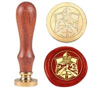 Hobbspring Knight Wax Seal Stamp Replaceable Envelopes DIY Seal Stamp Flower Flower Brass Sword Shield Wooden Handle for Gift Wrap Party Invitation Greeting Card Packages Decor Back to School