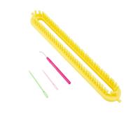 Hobbspring Knitting Loom Set Rectangular Knitting Board Loom Plastic Darning Needle Crochet Needle Yellow Scarf Looms Long Hats Shawl Making Tool DIY Yarn Weaving Kits for Women Adults Beginners