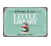Hobbspring Library Wall Decorative Hanging Painting Books Knowledge Tin Sign Poster 12 * 8in Iron Metal Sign for Bookstore Bedroom Coffee Doors LITTLE LIBRARY