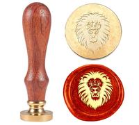 Hobbspring Lion Wax Seal Stamp Retro Animal Sealing Wax Stamps 30mm Removable Brass Stamp Head with Wood Handle for Back to School Envelope Invitation Wine Gift Packages Decor Back to School