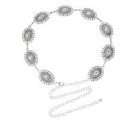 Hobbspring Metal Concho Waistband 25.43 inch Western Cowgirl Waist Links Belt Adjustable Alloy Oval Belt Antique Silver Waistband Boho Chain Belts for Dresses Jeans Country Concert Outfit