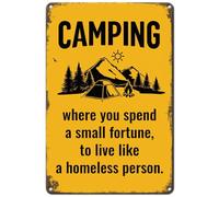 Hobbspring Metal Signs Mountain Forest and Sun Funny Color Yellow Black Wall Hanging Plaque for Garden Farmhouses Balcony Living Room CAMPING Door Sign Camping Theme 1pc 20x30cm