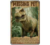 Hobbspring Metal Tin Signs Dinosaur Missing Pet Funny Wall Art Decorations Vintage Forest Plant Animal Door Tin Sign for Garden Balcony Farmhouse Club 12 * 8inches 1pc Mythology Style