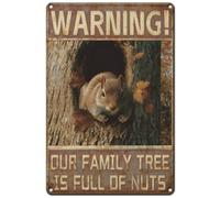 Hobbspring Park Metal Tin Sign Squirrel Home Tin Sign Decor for Coffee Farmhouse Kitchen Garden Vintage Iron Wall Art Decoration Our Family Tree is Full of Nuts 20 * 30cm/8 * 12in